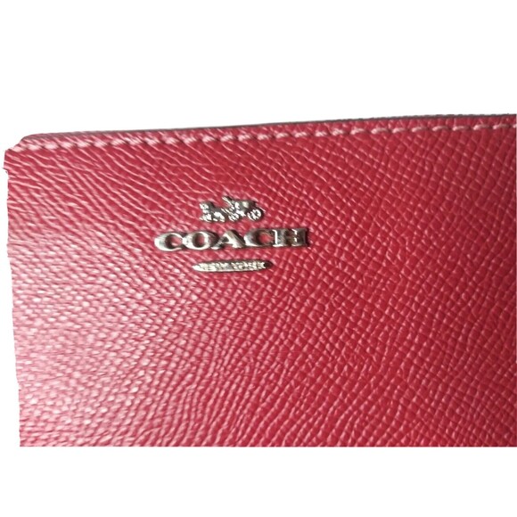 Coach Cross-grain Leather Wallet Wristlet Maroon Red F58053 - Picture 4 of 7
